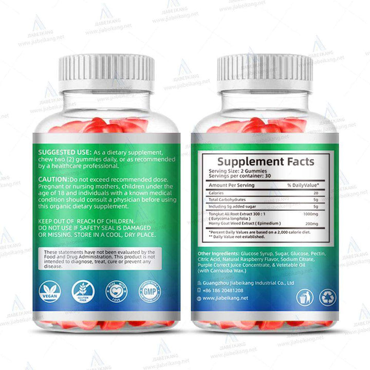 TONGKAT ALI Gummies with Tongkat Ali, Zinc, D3, Ashwagandha, Fenugreek, Magnesium, Boron for Male Enhancement, Muscle Building, Vitality, Strength, Performance, Energy - 60 Count - Capsule Gummy Manufacturer
