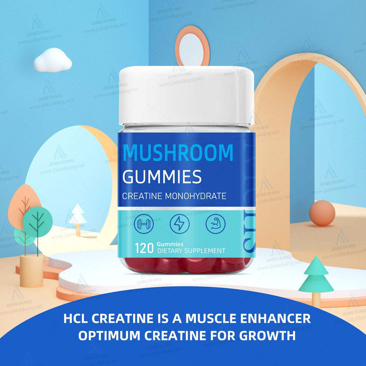MUSHROOM Creatine Monohydrate Gummies 5g for Men & Women, 120 Creatine Sugar Free Gummies with BCAA 1000 mg, Collagen Peptides, Taurine, B12, Chewables Creatine for Muscle Support, Energy Boost, 1Pack - Capsule Gummy Manufacturer