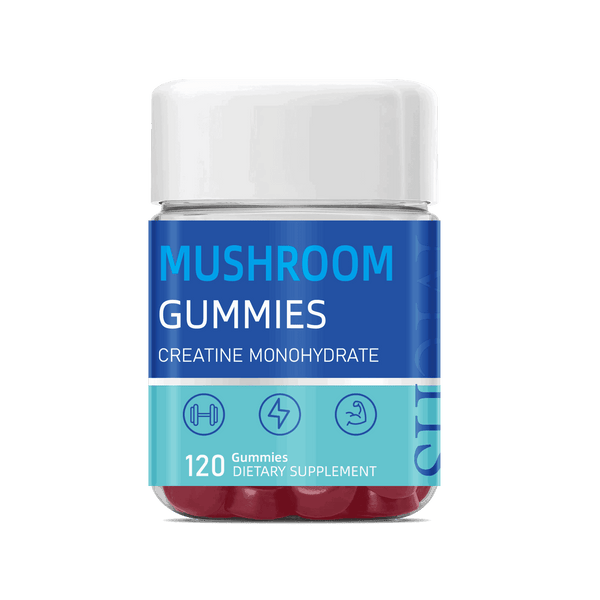 MUSHROOM Creatine Monohydrate Gummies 5g for Men & Women, 120 Creatine Sugar Free Gummies with BCAA 1000 mg, Collagen Peptides, Taurine, B12, Chewables Creatine for Muscle Support, Energy Boost, 1Pack - Capsule Gummy Manufacturer