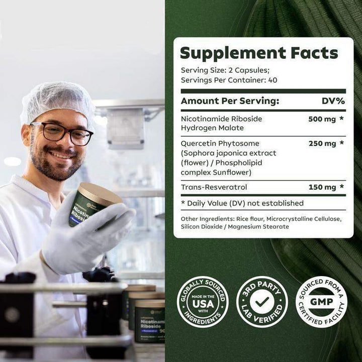 Jiabeikang NR900 - NAD+ Supplement for Skin Aging Support, Energy, and Focus - 80 Count - Vitamin & Wellness Supplements Dietary - Capsule Gummy Manufacturer