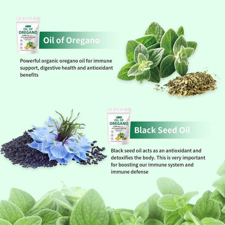 Oil of Oregano Softgels 6000mg Per Serving, 300 Count | 2 in 1 Formulated with Black Seed Oil 200mg, 4X Strength Carvacrol & Thymoquinone | Plant Based, Non-GMO & Immune Support - Capsule Gummy Manufacturer